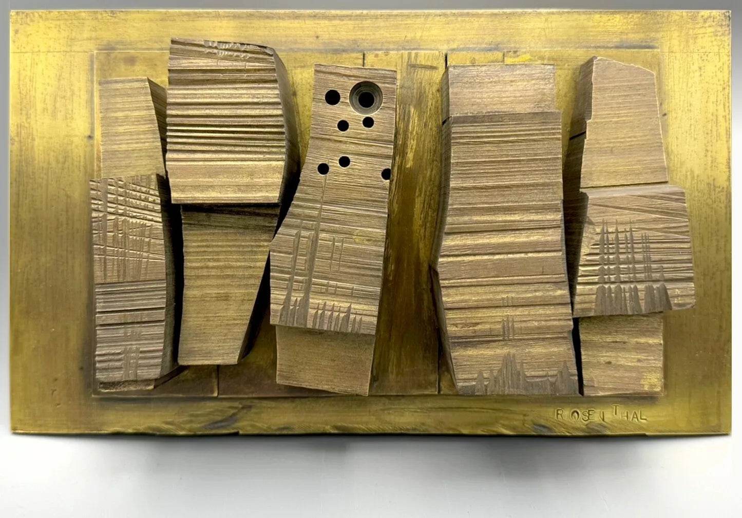 Tony Rosenthal Study for Abstract Plaque 1964 Signed Unique Brass Maquette - Joseph K. Levene Fine Art, Ltd.