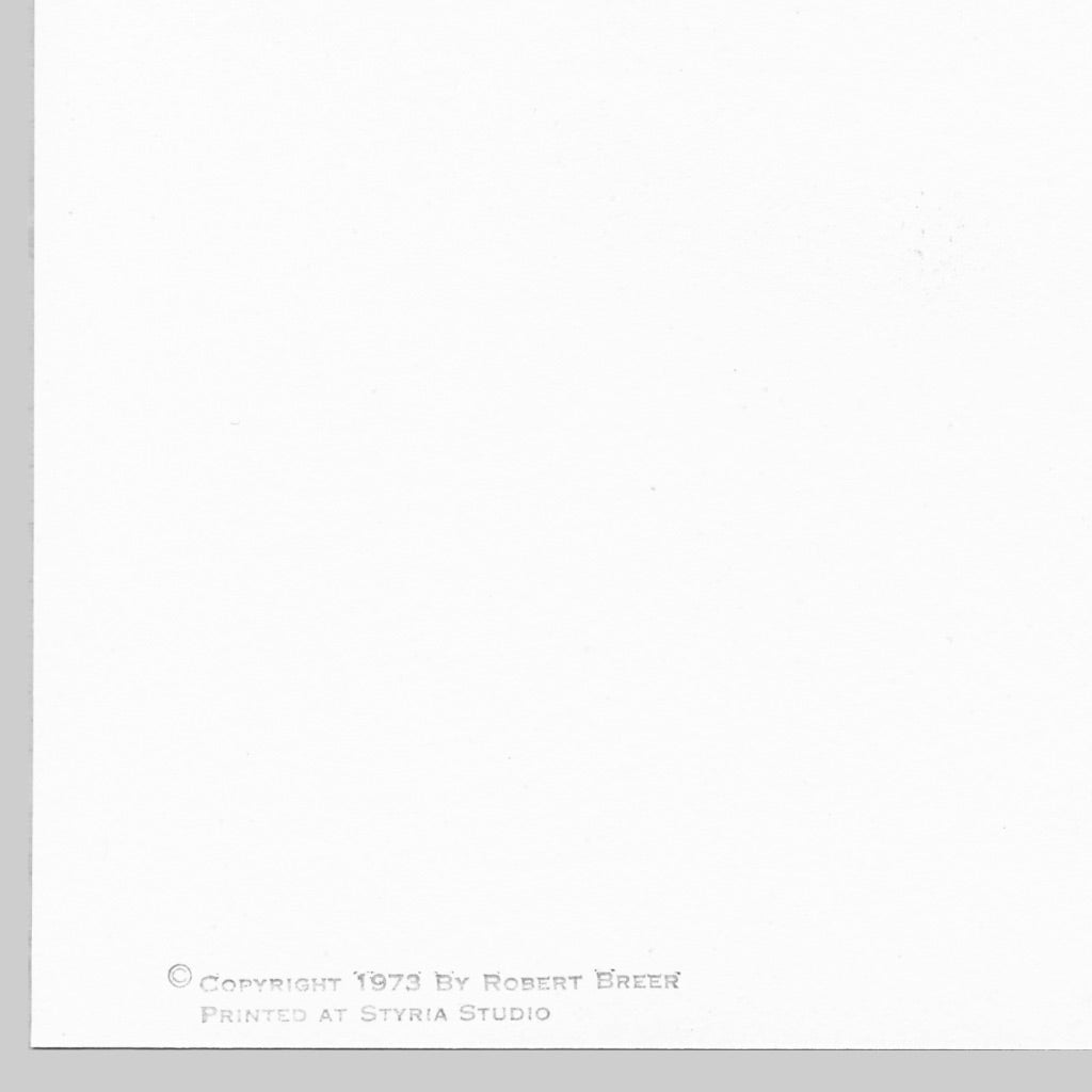 Robert Breer Untitled, 1973 Signed Numbered Limited Edition Lithograph JKLFA