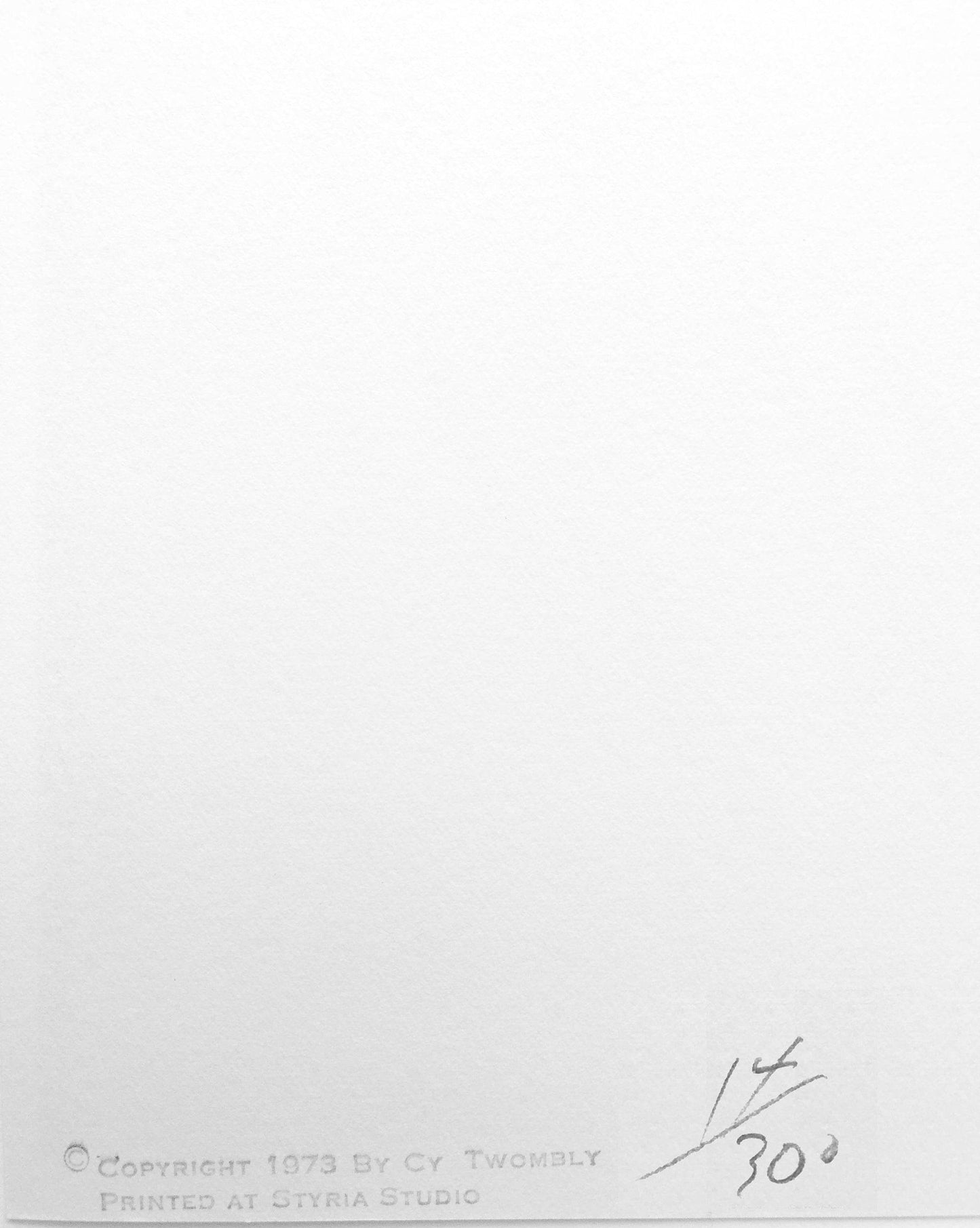 Cy Twombly Untitled 1973 Bastian 38 Limited Edition Screenprint - Joseph K. Levene Fine Art, Ltd.