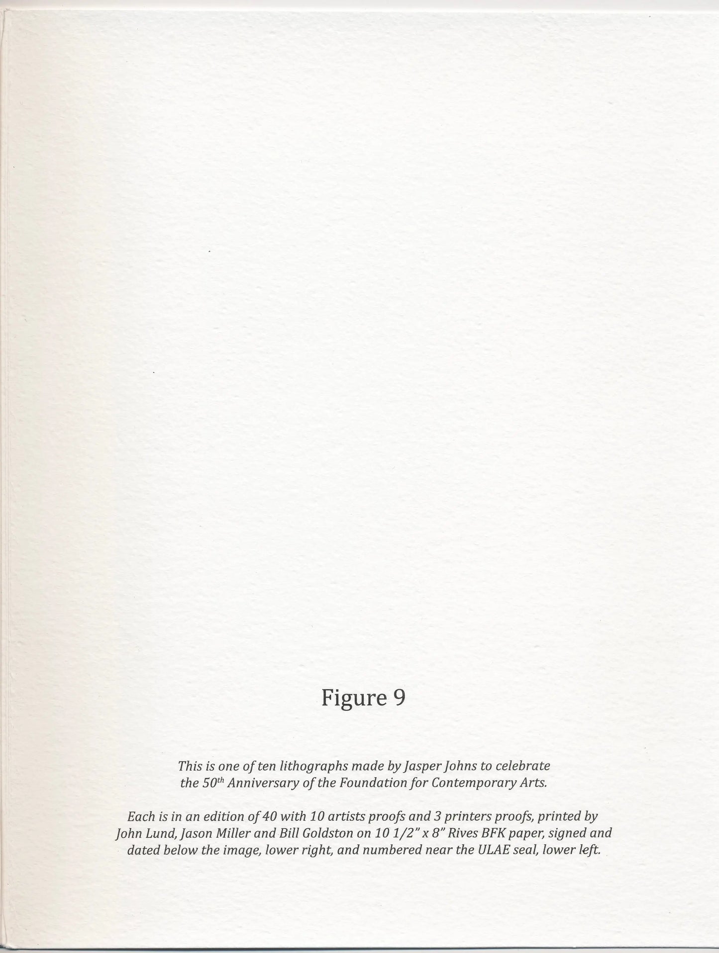 Jasper Johns Figure 9 from 0–9 (ULAE 321), 2012 Original Signed Numbered Lithograph JKLFA