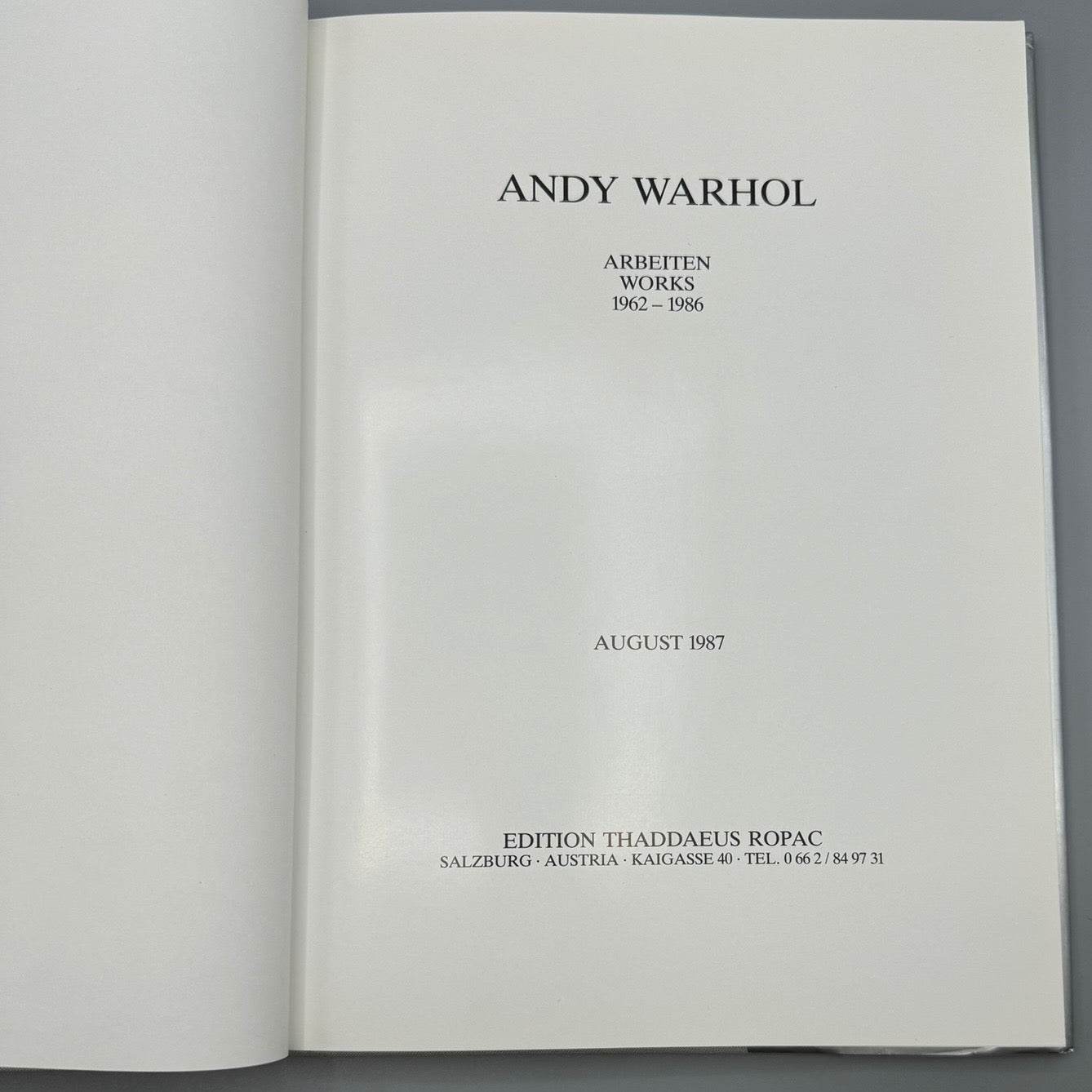 Andy Warhol: Arbeiten Works 1962-1986 With Dust Jacket - Joseph K. Levene Fine Art, Ltd.