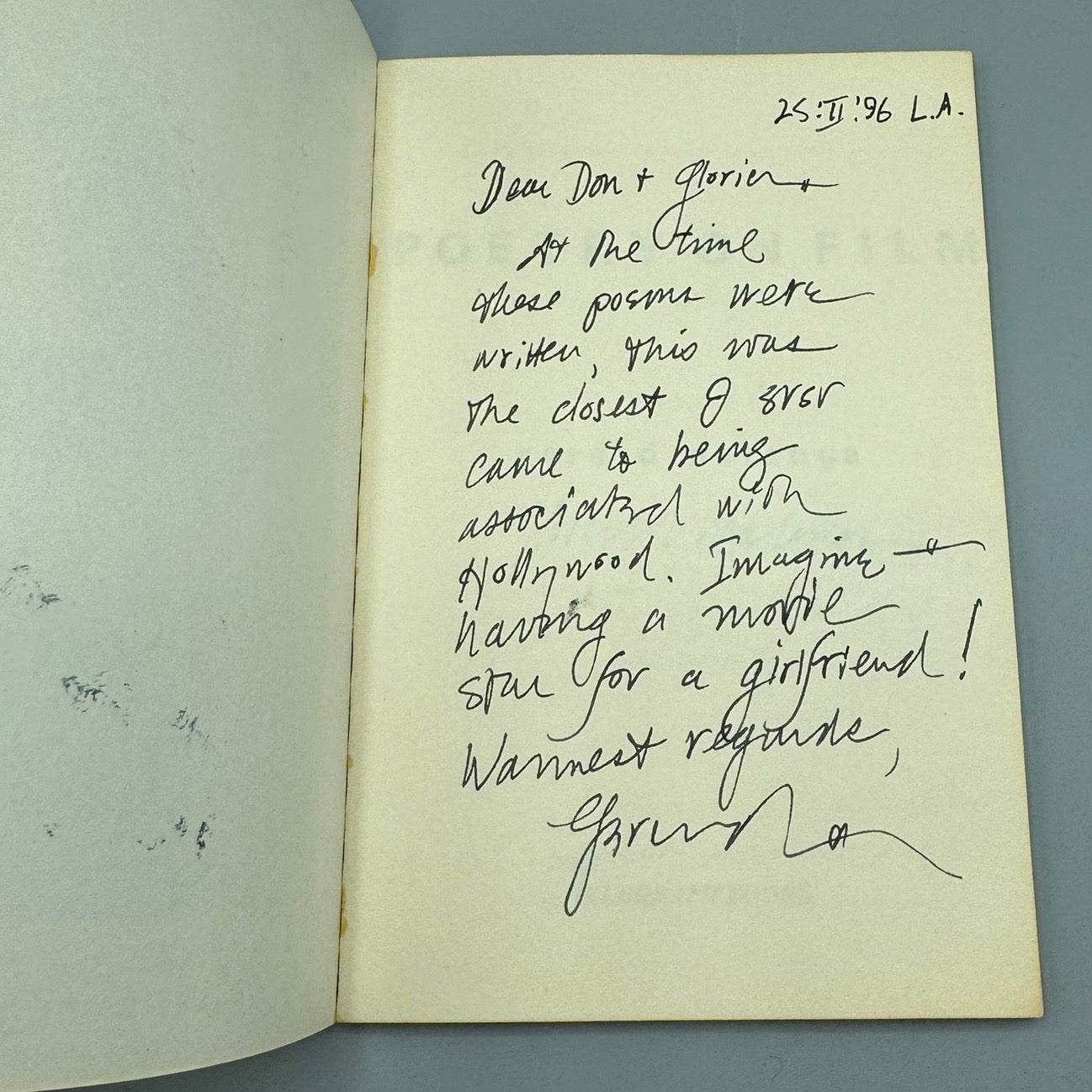 Gerard Malanga Poetry on Film, 1972 1st Ed Signed Inscribed Gerard Malanga - Joseph K. Levene Fine Art, Ltd.