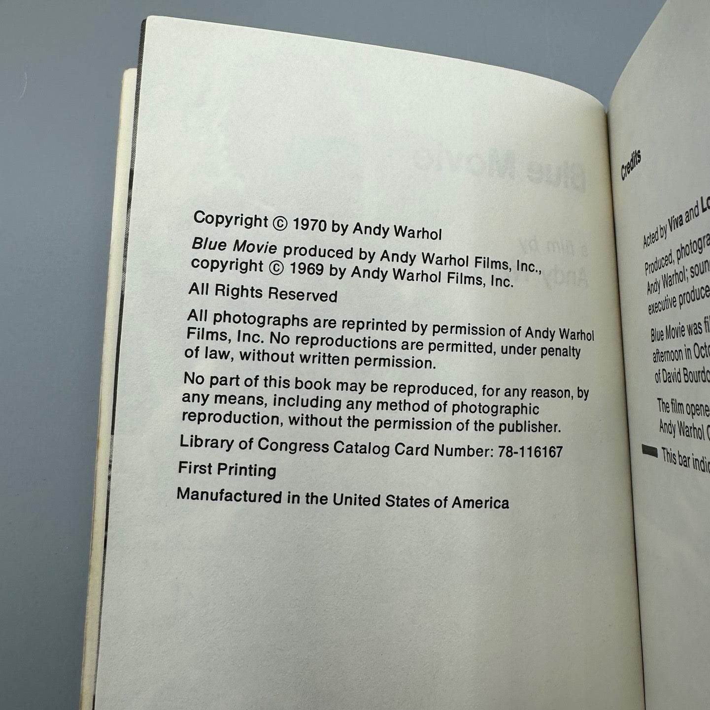 Andy Warhol Blue Movie Paperback 1st Ed & VHS Tape 1970 - Joseph K. Levene Fine Art, Ltd.