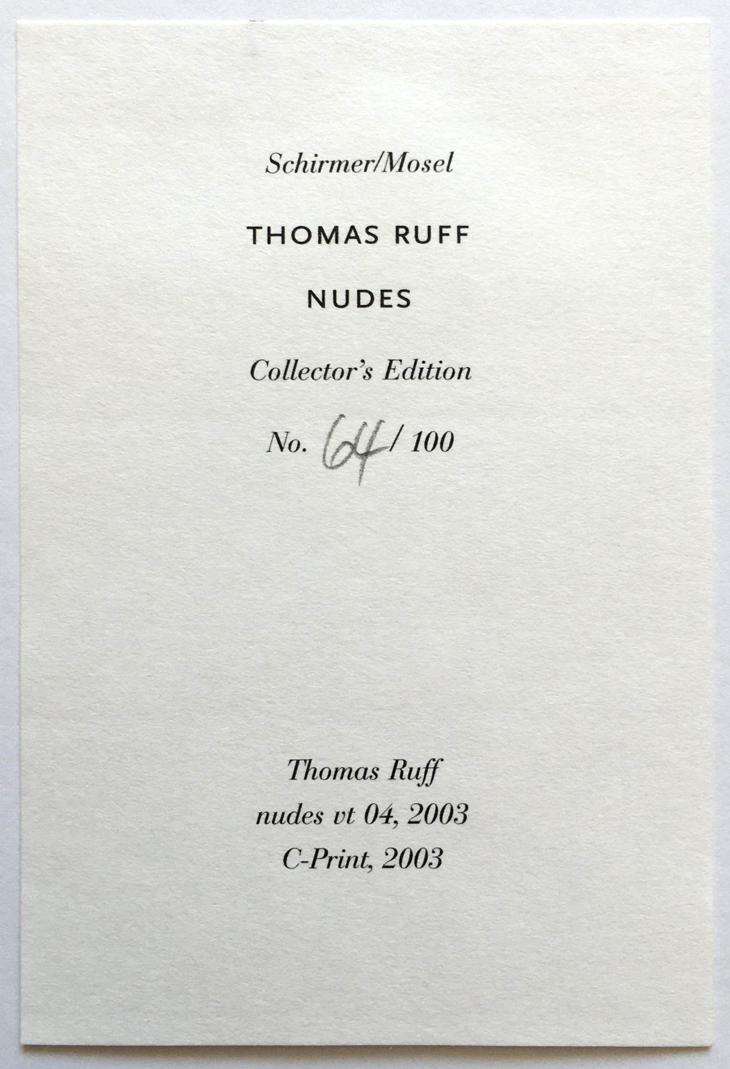 Thomas Ruff Nudes vt 04, 2003 Signed Numbered Ltd Ed + Nudes Book - Joseph K. Levene Fine Art, Ltd.