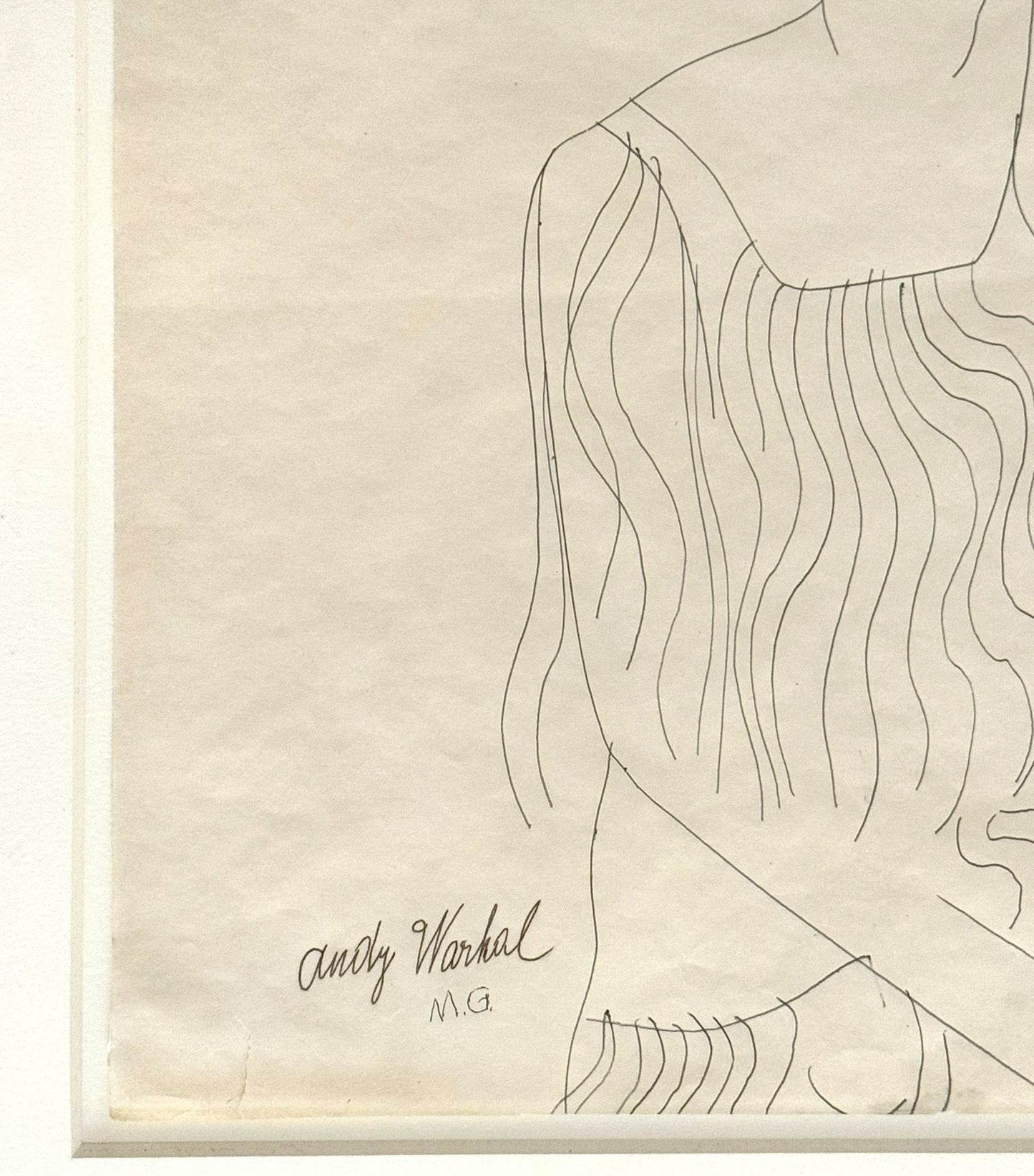 Andy Warhol Female Portrait c. 1955 Signed Unique Drawing Framed - Joseph K. Levene Fine Art, Ltd.