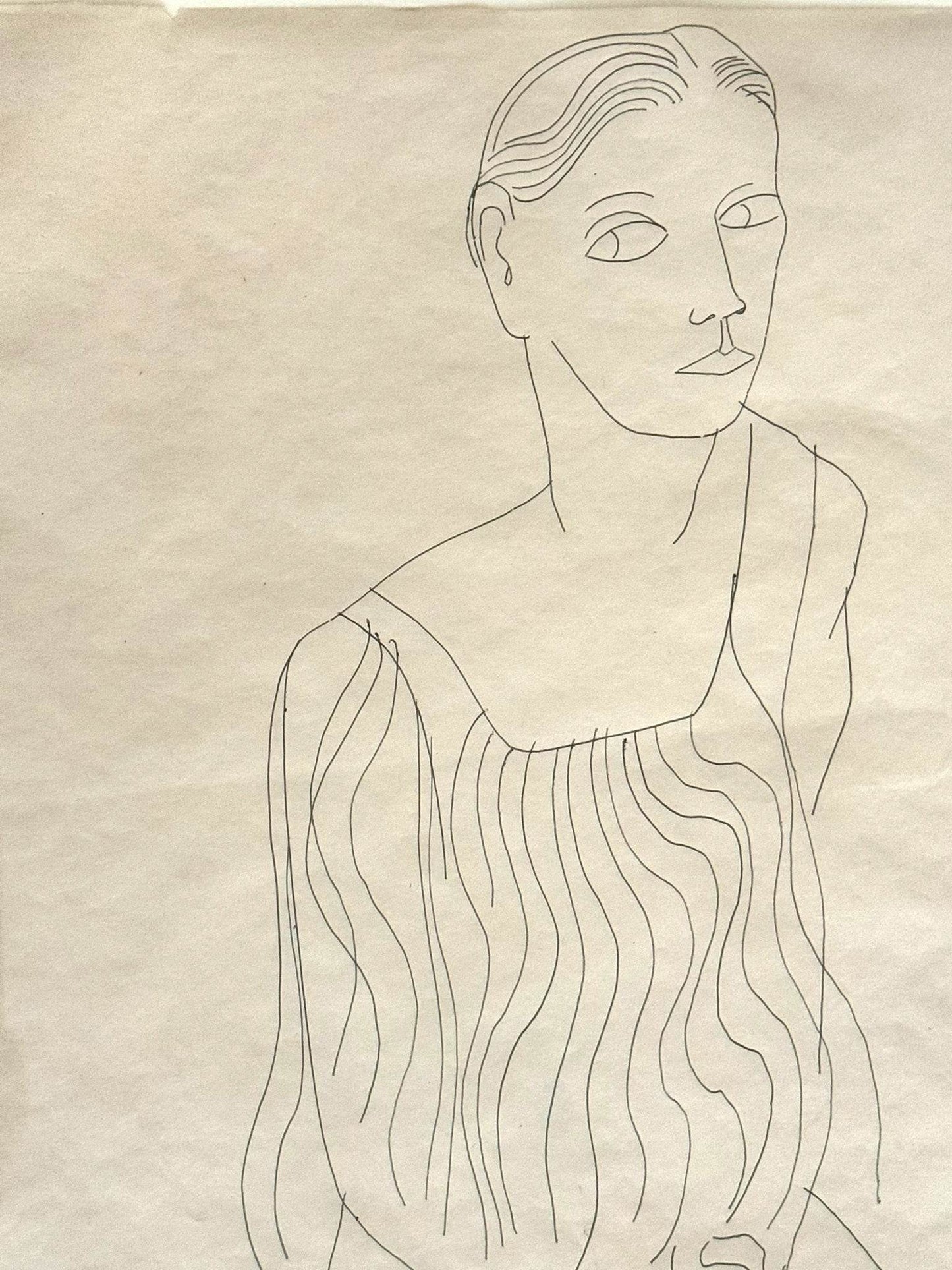 Andy Warhol Female Portrait c. 1955 Signed Unique Drawing Framed - Joseph K. Levene Fine Art, Ltd.