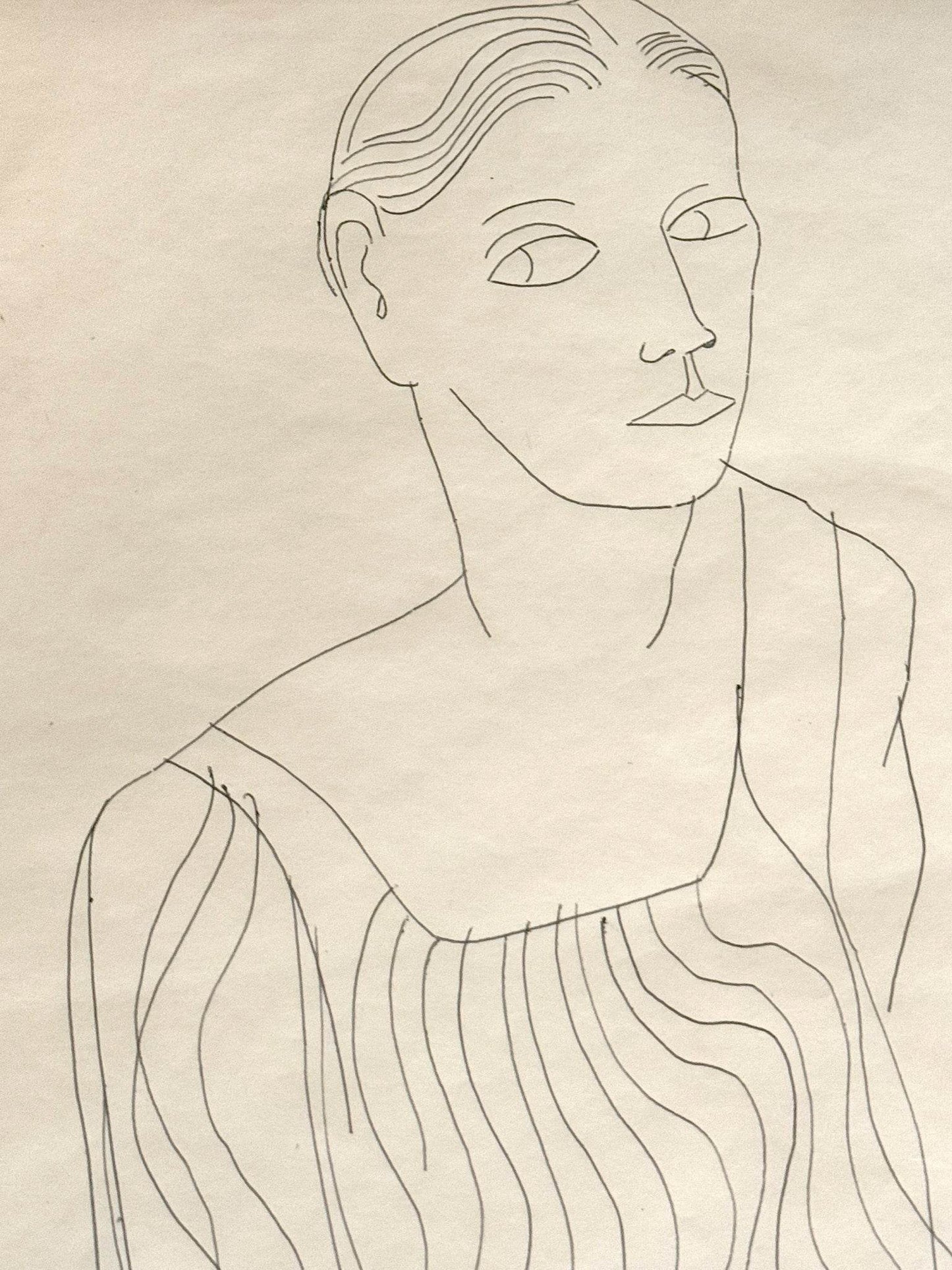 Andy Warhol Female Portrait c. 1955 Signed Unique Drawing Framed - Joseph K. Levene Fine Art, Ltd.