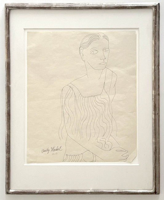 Andy Warhol Female Portrait c. 1955 Signed Unique Drawing Framed - Joseph K. Levene Fine Art, Ltd.