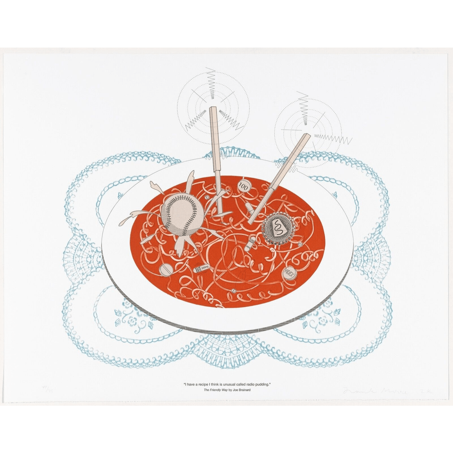 Frank Moore Radio Pudding, 2000 Limited Edition Monotype - Joseph K. Levene Fine Art, Ltd.