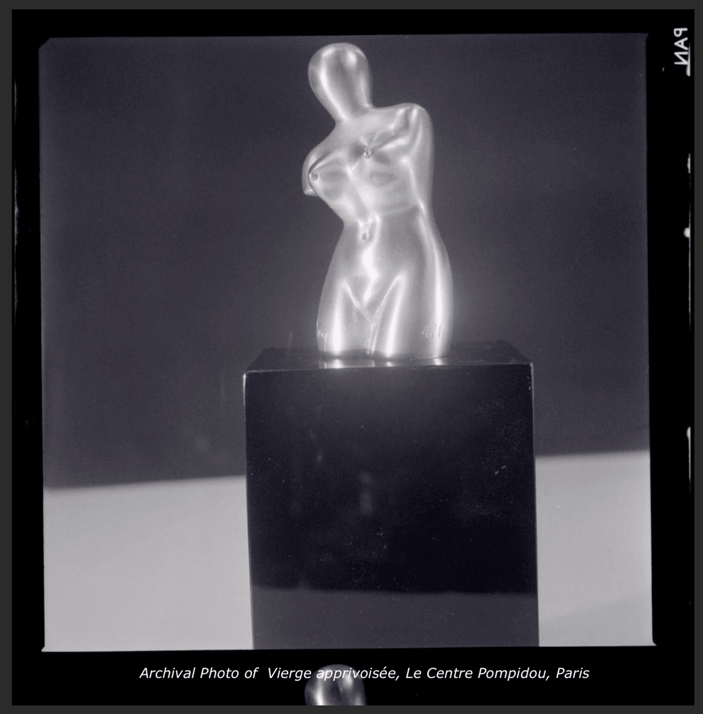 Man Ray Vierge apprivoisée / Domesticated Virgin (Let Me Out), 1969 archival photograph of the sculpture from Le Centre Pompidou