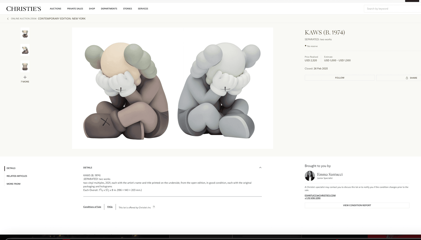 Kaws Separated (Brown) 2021 Limited Edition Painted Cast Vinyl Multiple - Joseph K. Levene Fine Art, Ltd.
