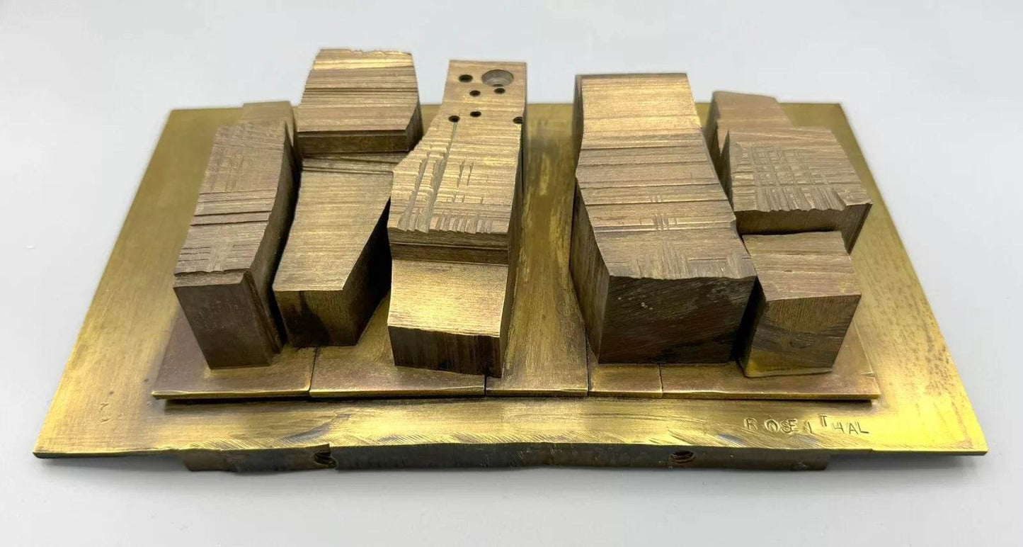 Tony Rosenthal Study for Abstract Plaque 1964 Signed Unique Brass Maquette - Joseph K. Levene Fine Art, Ltd.