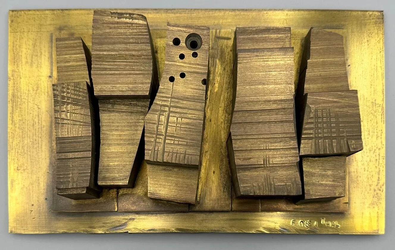 Tony Rosenthal Study for Abstract Plaque 1964 Signed Unique Brass Maquette - Joseph K. Levene Fine Art, Ltd.