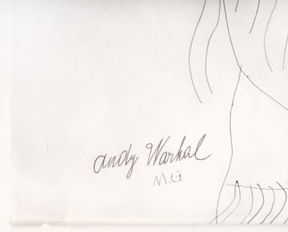Andy Warhol Unique Female Portrait Ballpoint Pen On Paper, circa 1955 Framed