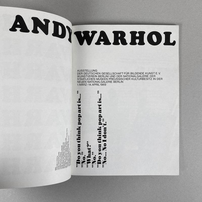 Andy Warhol Neuen Nationalgalerie Berlin 1969 1st Ed Art Catalogue - Joseph K. Levene Fine Art, Ltd.