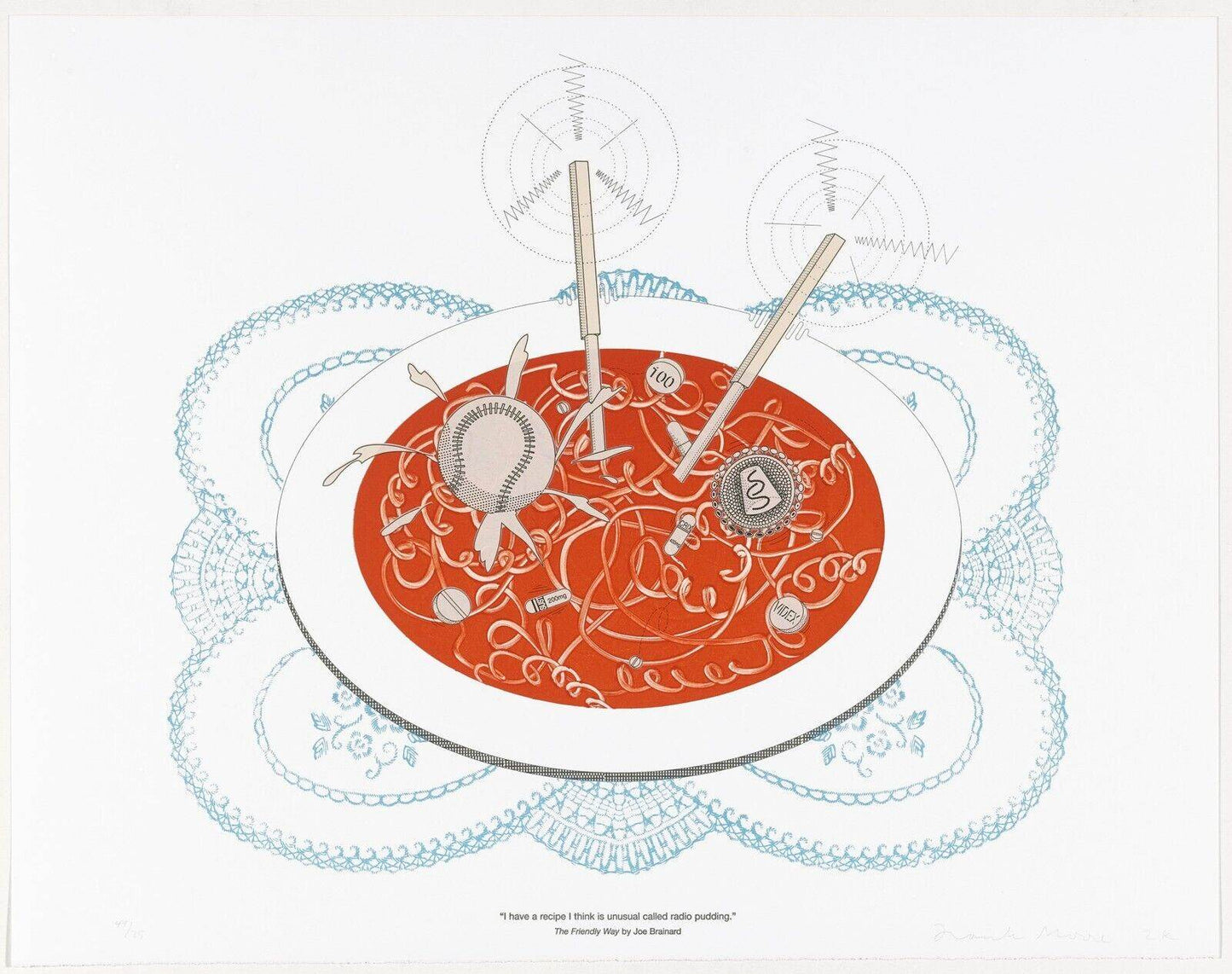 Frank Moore Radio Pudding, 2000 Limited Edition Monotype - Joseph K. Levene Fine Art, Ltd.