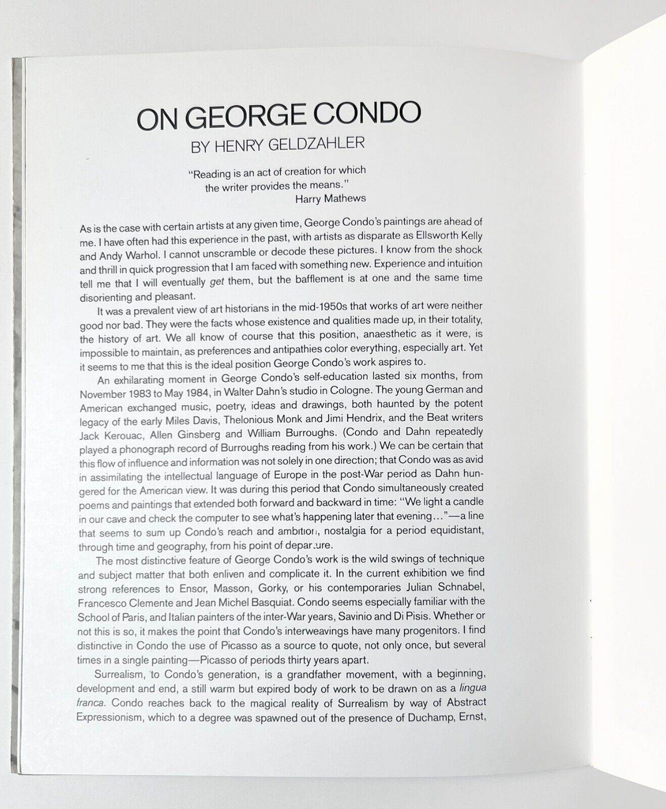 George Condo The Pace Gallery Exhibition Catalogue, 1988 - Joseph K. Levene Fine Art, Ltd.