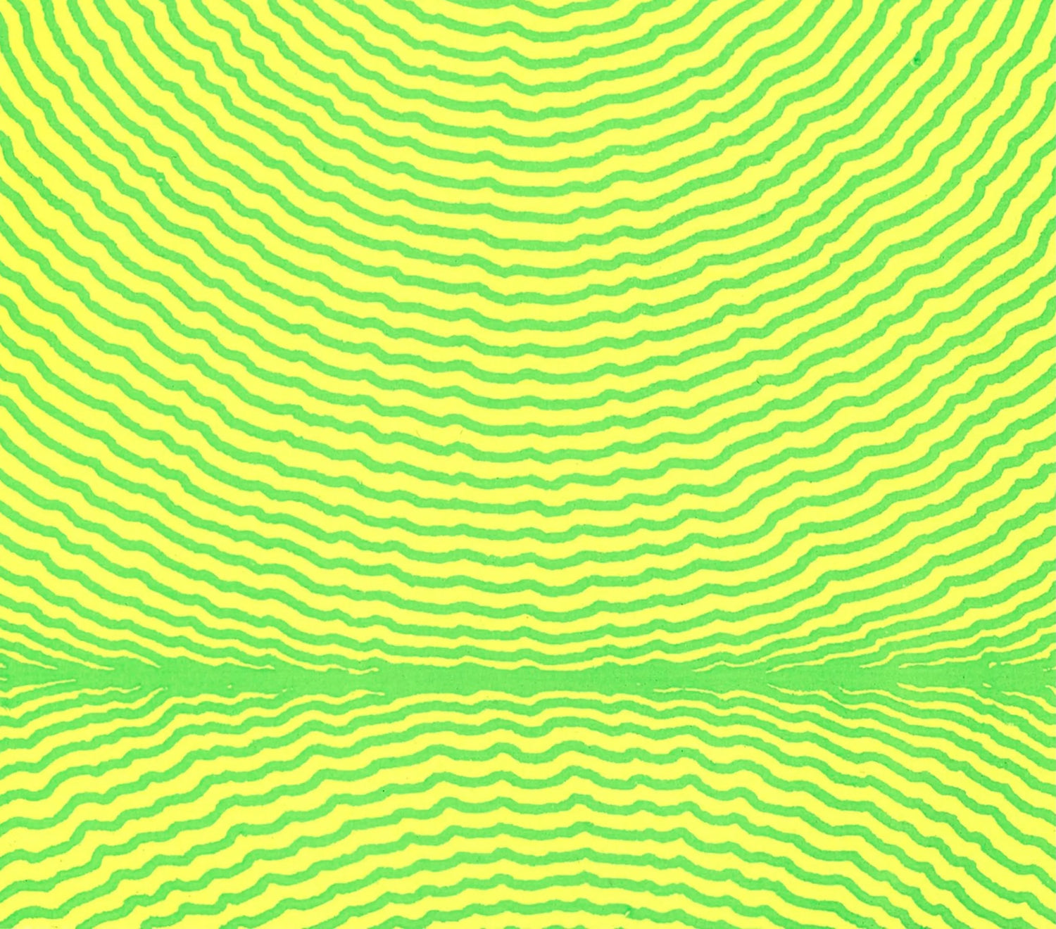 Bright green and yellow wavy striped fabric with horizontal fold detail