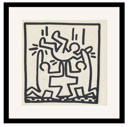 Keith Haring Set of 2 Double Sided 1982 Offset Lithographs Framed