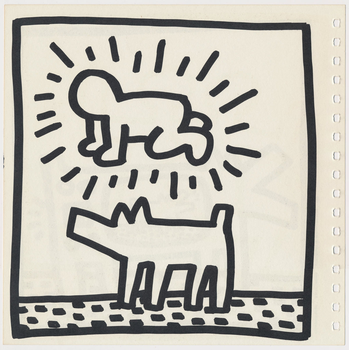 Keith Haring 2 Double Sided 1982 Offset Lithographs Framed