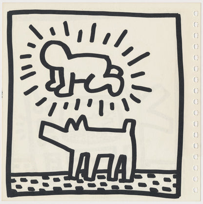 Keith Haring 2 Double Sided 1982 Offset Lithographs Framed