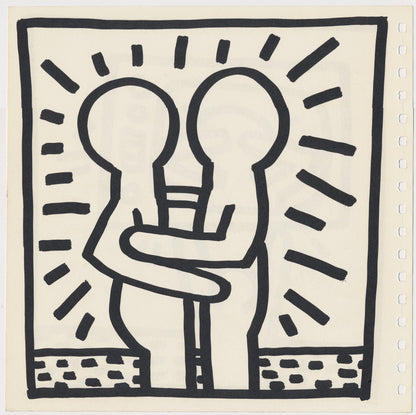 Keith Haring 2 Double Sided 1982 Offset Lithographs Framed