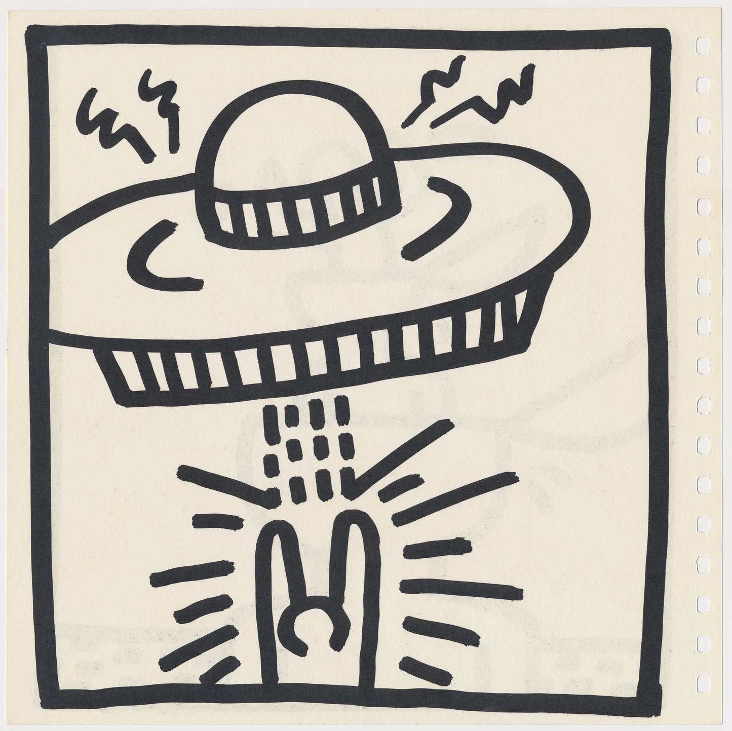 Keith Haring Set of 2 Double Sided 1982 Offset Lithographs Framed