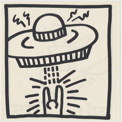 Keith Haring Set of 2 Double Sided 1982 Offset Lithographs Framed