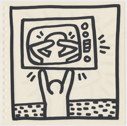 Keith Haring 2 Double Sided 1982 Offset Lithographs Framed
