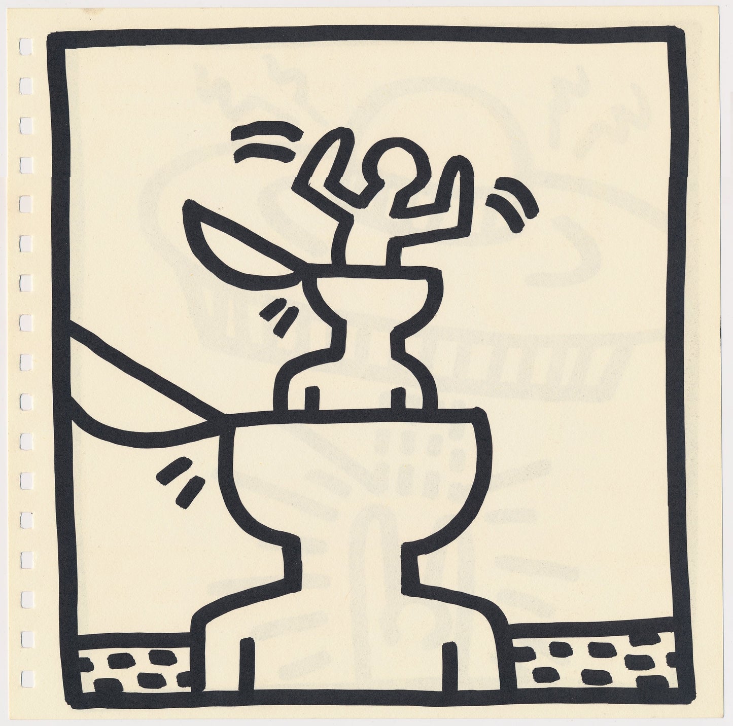 Keith Haring Set of 2 Double Sided 1982 Offset Lithographs Framed