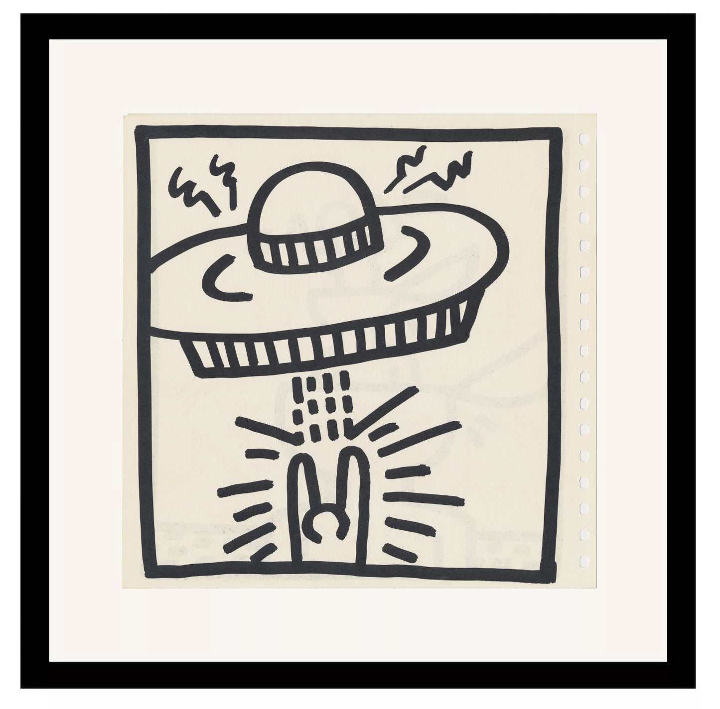Keith Haring Set of 2 Double Sided 1982 Offset Lithographs Framed