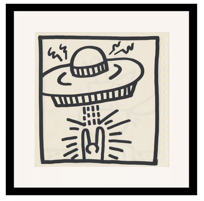 Keith Haring Set of 2 Double Sided 1982 Offset Lithographs Framed