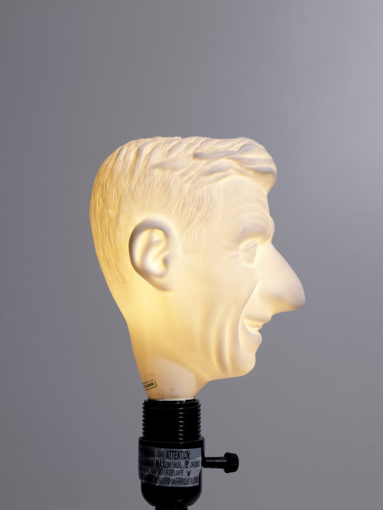 Another view: Electrified Maurizio Cattelan Yes! 2019 porcelain Limited Edition LED lightbulb, Lamp Base Not Included, 