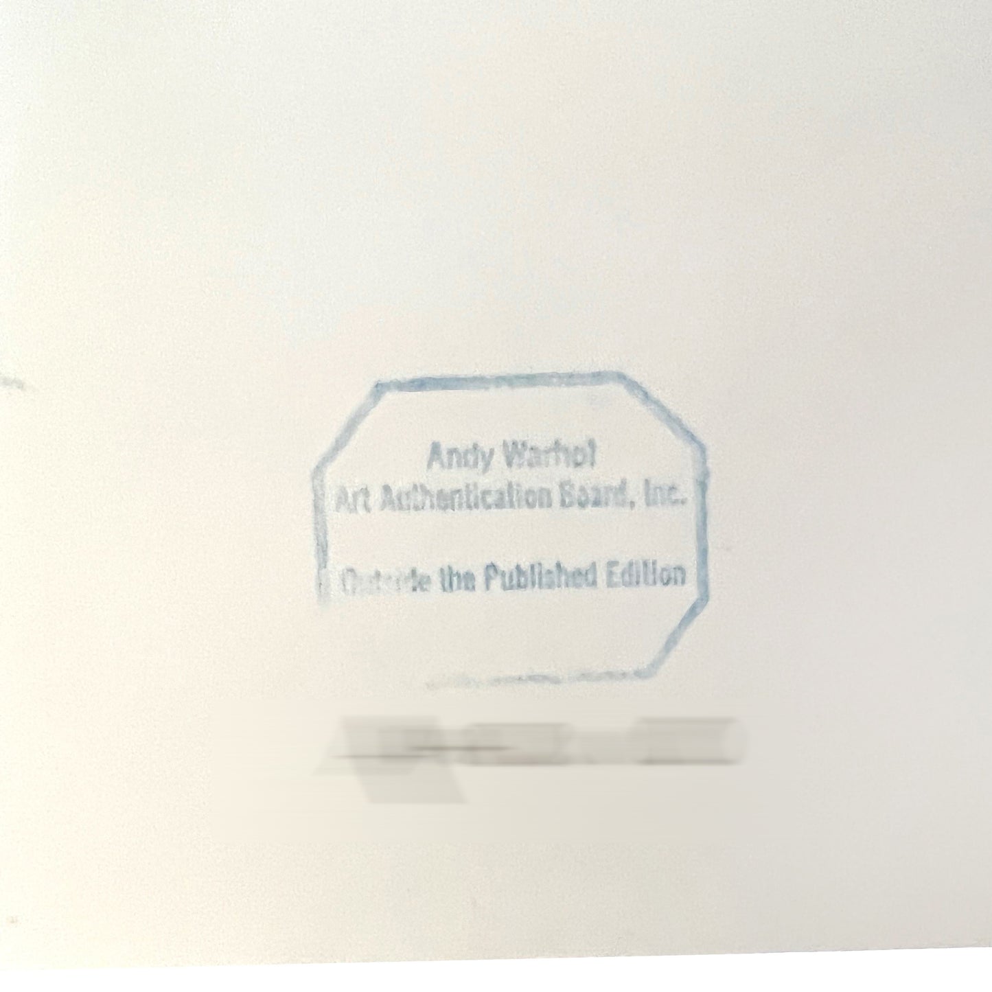 Authentication Stamp verso from The Andy Warhol Art Authentication Board, Inc.

