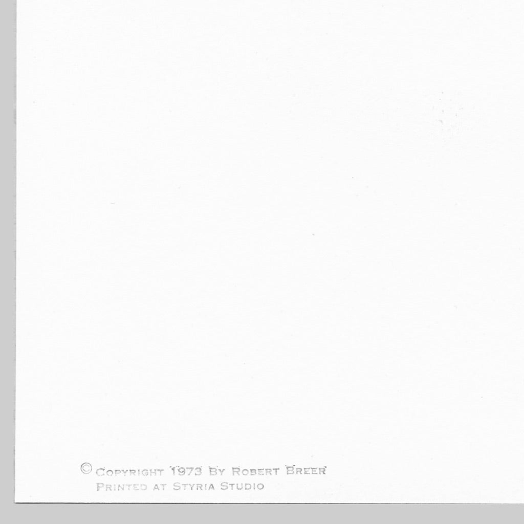 Robert Breer Untitled, 1973 Signed Numbered Limited Edition Lithograph
