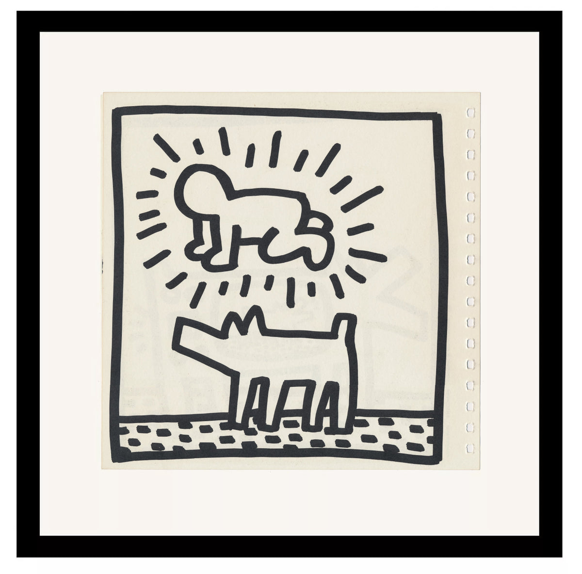 Keith Haring 2 Double Sided 1982 Offset Lithographs Framed