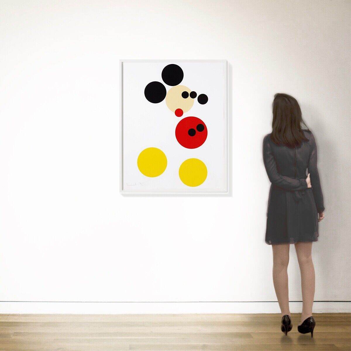 Damien Hirst Mickey 2014 silkscreen print on view in gallery- Shown To Scale