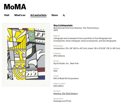 Roy Lichtenstein Bicentennial Print 1975 Corlett 136 Signed Original Ltd Ed - Joseph K. Levene Fine Art, Ltd. 