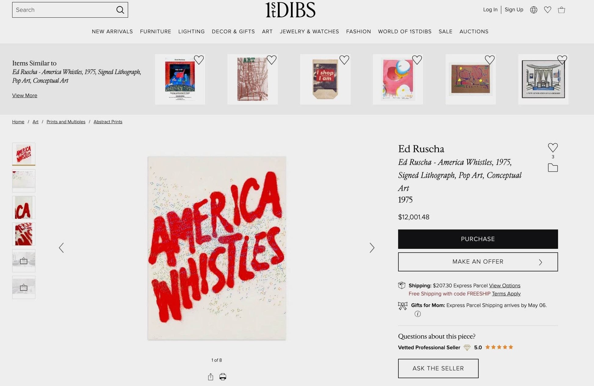 Ed Ruscha America Whistles 1975 Siri Engberg 84 Signed Original Lithograph - Joseph K. Levene Fine Art, Ltd. 