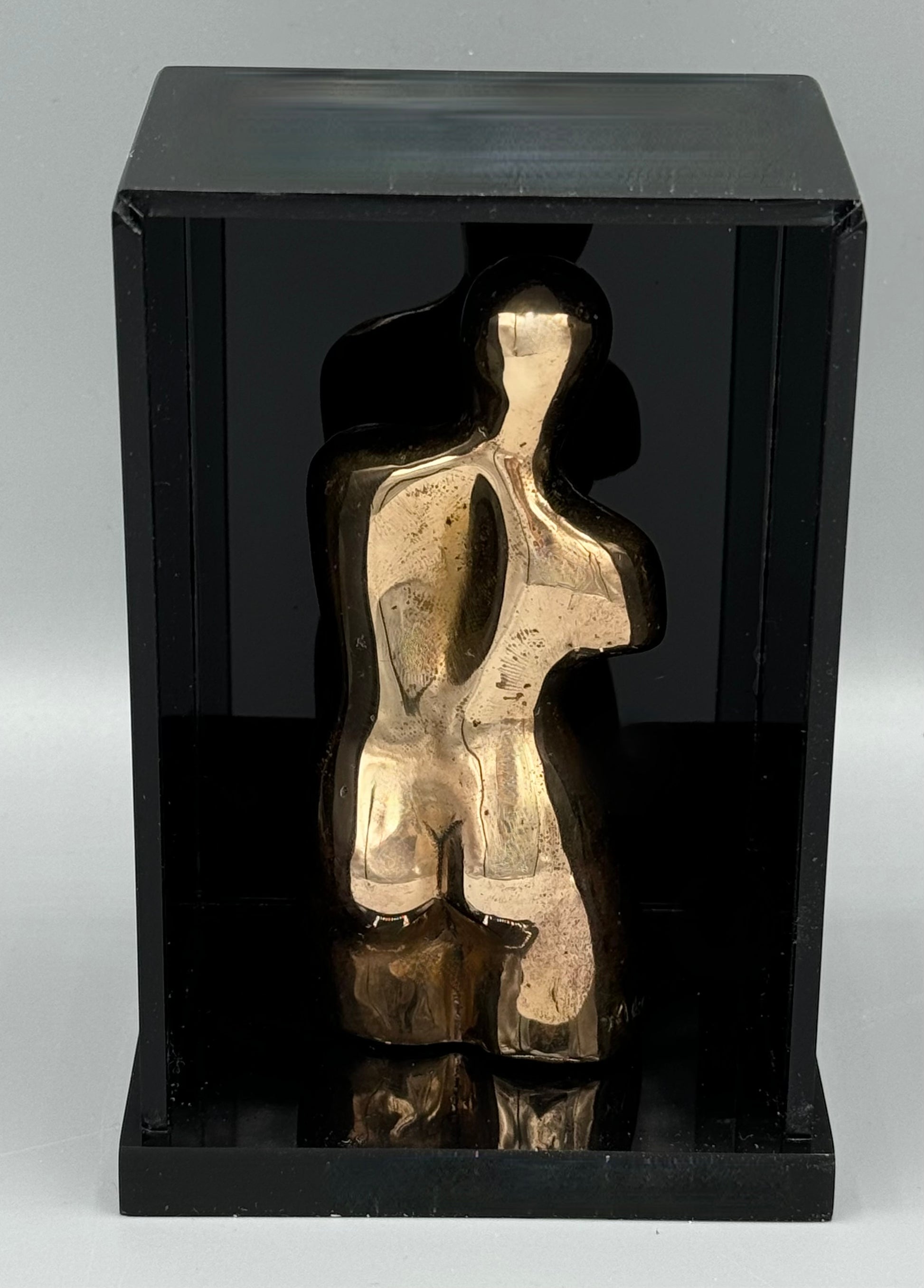 Man Ray
Vierge apprivoisée /Domesticated Virgin (Let me out), 1969
Bronze Ready-Made Sculpture in Original Plexiglass Presentation Box