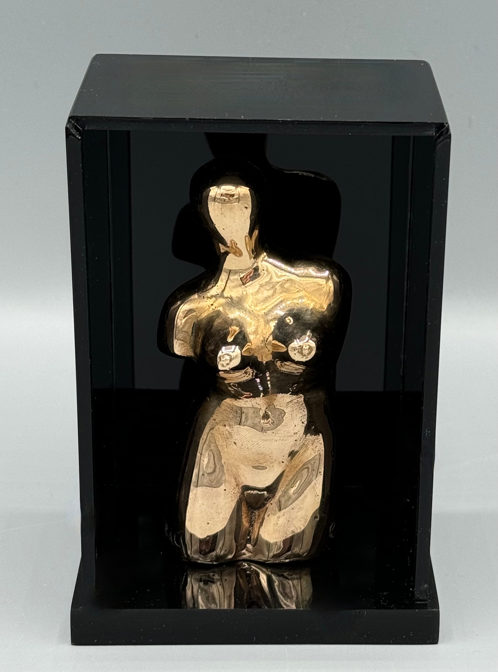 Man Ray
Vierge apprivoisée /Domesticated Virgin (Let me out), 1969
Bronze Ready-Made Sculpture in Original Plexiglass Presentation Box