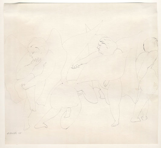 Stanley Boxer Untitled Angels, 1968 Pencil on Paper Signed Dated Framed