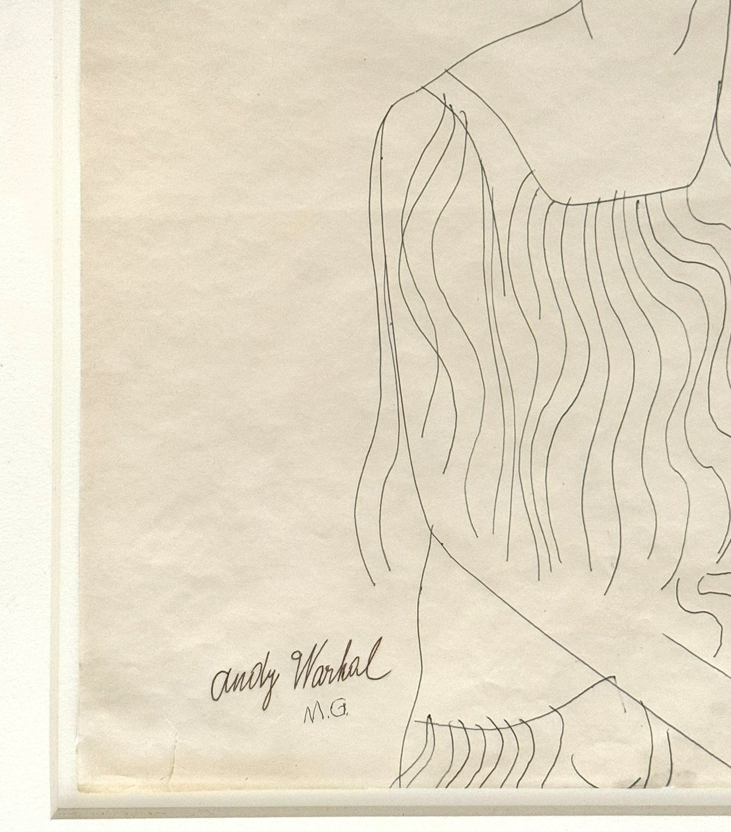 Andy Warhol Female Portrait c. 1955 Signed Unique Drawing