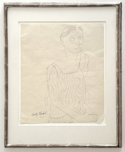 Andy Warhol Female Portrait c. 1955 Signed Unique Drawing