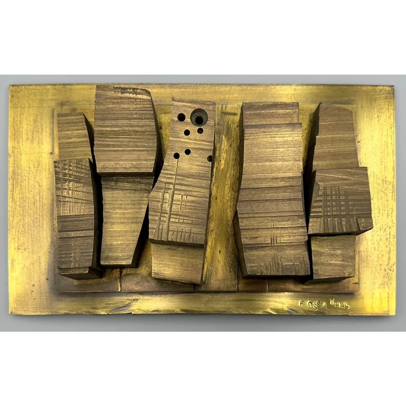 Tony Rosenthal Study for Abstract Plaque 1964 Signed Unique Brass Maquette