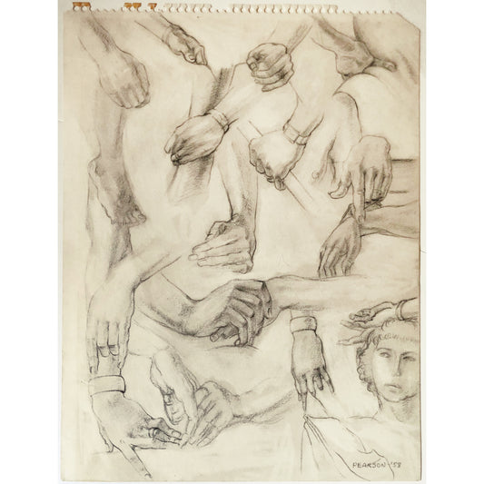 Henry Pearson Hand Study 1958 Signed Dated Unique Drawing