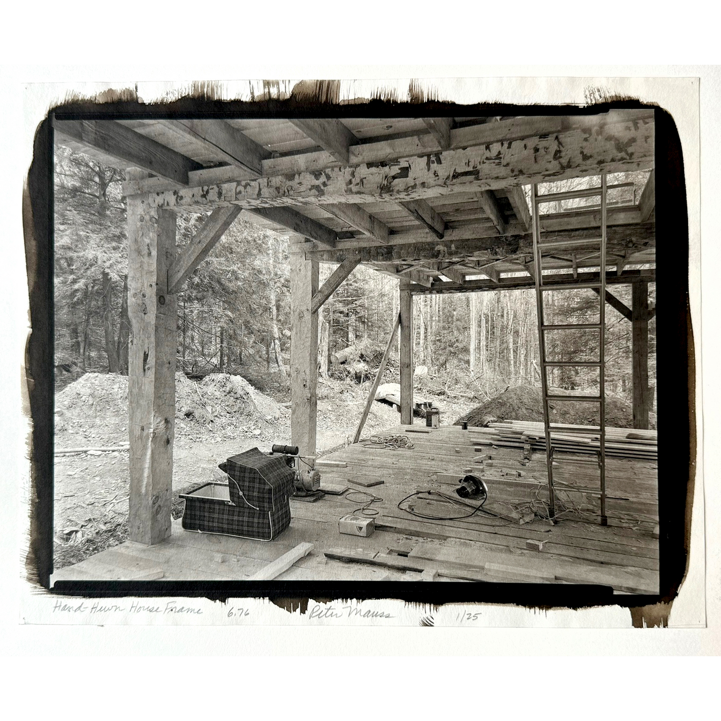 Peter Mauss Vintage Hand-Hewn House Frame 1976 Gelatin Silver Print