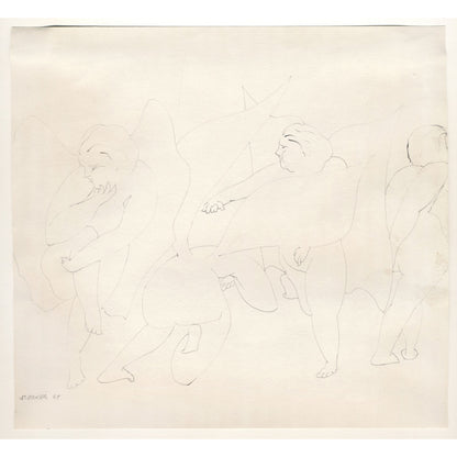 Stanley Boxer Untitled Angels, 1968 Signed Dated Unique Drawing