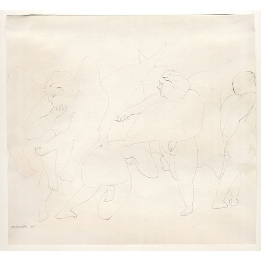 Stanley Boxer Untitled Angels, 1968 Signed Dated Unique Drawing