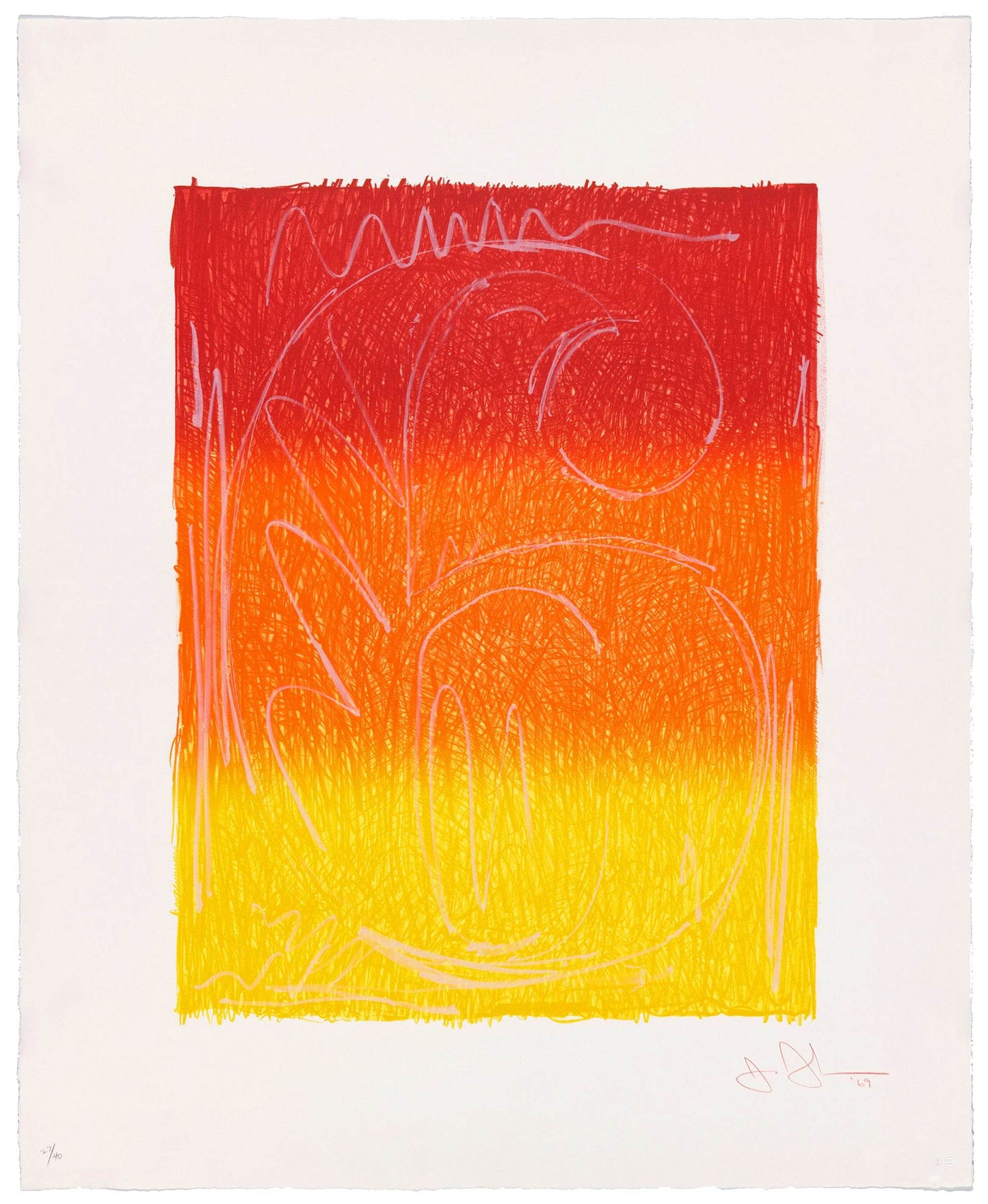 Jasper Johns Figure 6 1969 ULAE 65 Original Signed Color Lithograph, the full sheet unframed 